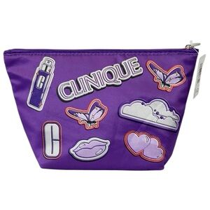 Clinique Purple & White Playful Graphic Cosmetics Bag
